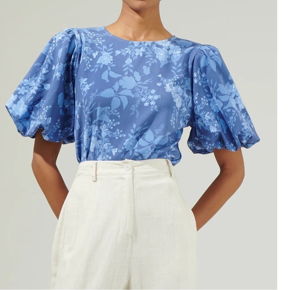 SUGARLIPS Borage Floral Bubble Sleeve Blouse Size XS. E53